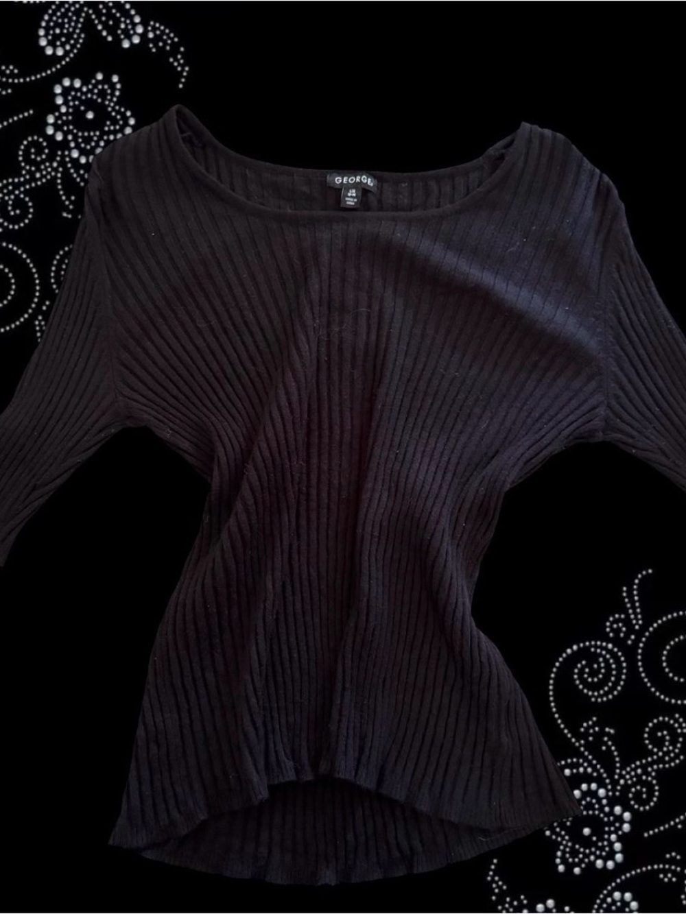 George Black Ribbed Scoop Neck Women's Top
